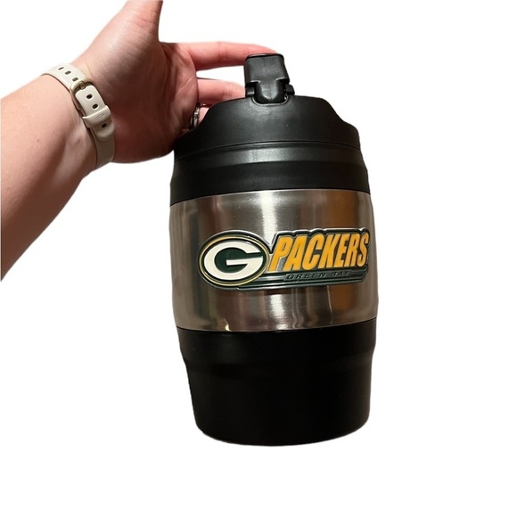 Green Bay Packets 72oz Large Thermos with Spicket Straw Pourer Handle - Picture 1 of 5